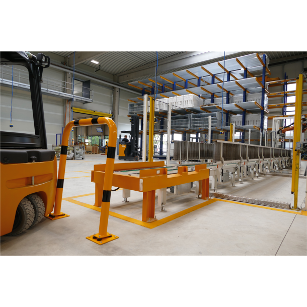 Anti-nudge hoop | removable | steel tube  76 mm | yellow / black | total width: 1000 mm | height above ground: 650 mm